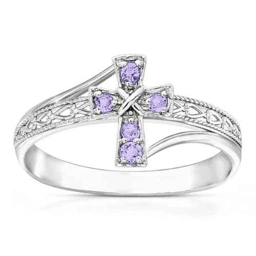 Althum Personalisierter Kreuz Alexandrit Verlobungsring 925er Sterlingsilber Juni Alexandrit Geburtsstein Verlobungsringe Schmuckgeschenke zum Jahrestag für Frauen von Althum