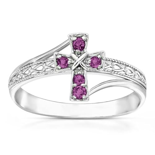 Althum Personalisierter Kreuz Violettem Amethyst Verlobungsring 925er Sterlingsilber Februar Amethyst Geburtsstein Verlobungsringe Schmuckgeschenke zum Jahrestag für Frauen Althum Personalisierter Kreuz Violettem Amethyst Verlobungsring 925er Sterlingsilber Februar Amethyst Geburtsstein Verlobungsringe Schmuckgeschenke zum Jahrestag für Frauen von Althum