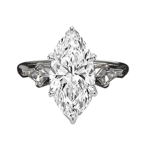 Althum Personalisierter Moissanit-Verlobungsring im Marquiseschliff 1–3 Karat 925er Sterlingsilber echter Moissanit-Ring Schmuckgeschenk für Damen/Sie von Althum
