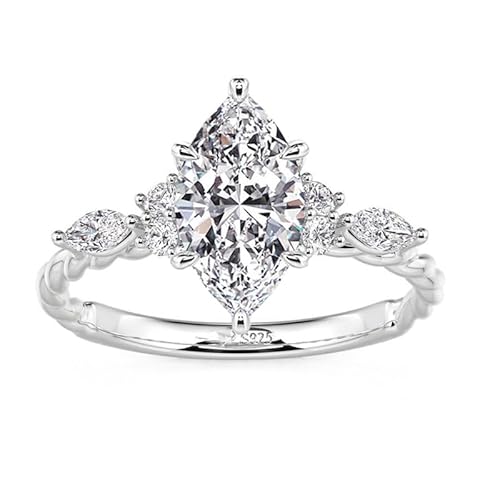 Althum Personalisierter Moissanit-Verlobungsring im Marquiseschliff 1–3 Karat 925er Sterlingsilber echter Moissanit-Ring Schmuckgeschenk für Frauen von Althum