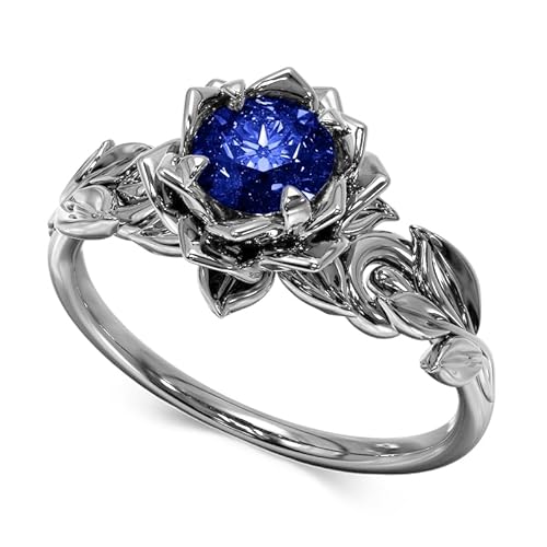 Althum Personalisierter Saphir Ring 925er Sterlingsilber Runder Rose Saphir September Geburtsstein Ring Jahrestags Schmuck Geschenk für Frauen von Althum