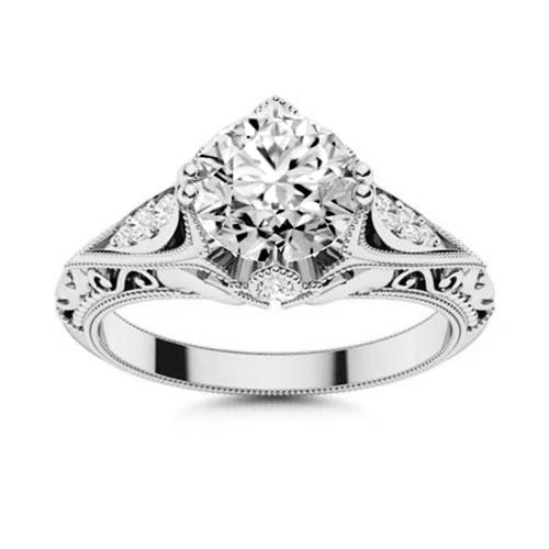 Althum Personalisierter Weißer Kristall Ring 925er Sterlingsilber Runder April Weißer Kristall Geburtsstein Ring mit Moissanit Jahrestag Schmuck Geschenk für Frauen von Althum