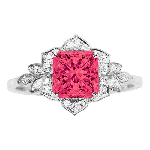 Althum Prinzessschliff Ruby Personalisierter Verlobungsring 925er Sterlingsilber Juli Ruby Verlobungsringen mit Moissanit Schmuckgeschenke zum Jahrestag für Frauen von Althum