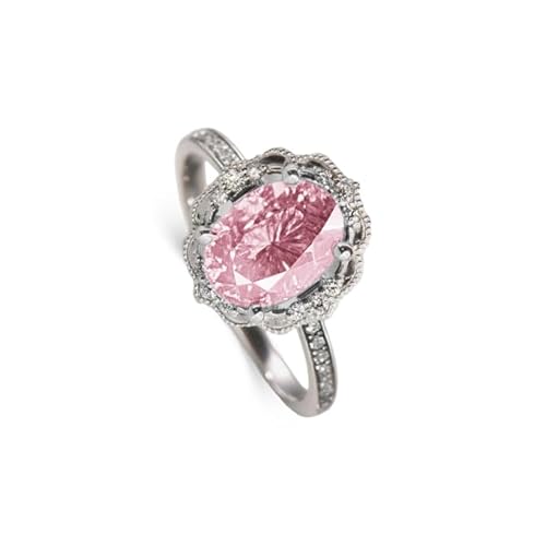 Althum Rosa Turmalin-Ring Personalisierbar 925 Sterling Silber 6 x 8 mm Ovaler Rosa Turmalin-Ring Geburtssteinring für OktoberSchmuckgeschenke zum Jahrestagfür Damen von Althum