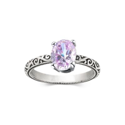 Althum Vintage 1CT Alexandrit Personalisierter Ring 925 Sterling Silber Oval Cut Juni Alexandrit Geburtsstein Ring Jahrestag Schmuck Geschenk für Frauen von Althum