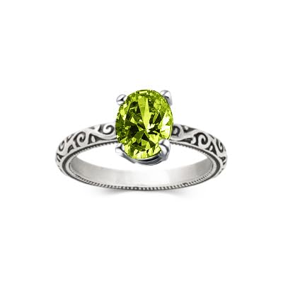 Althum Vintage 1CT Peridot Personalisierter Ring 925 Sterling Silber Oval Cut August Peridot Geburtsstein Ring Jahrestag Schmuck Geschenk für Frauen von Althum