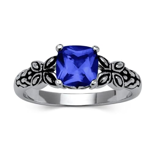 Althum Vintage 1CT Quadratschliff Saphir Personalisierter Ring 925 Sterling Silber September Saphir Geburtsstein Ring Jahrestag Schmuck Geschenk für Frauen Althum Vintage 1CT Quadratschliff Saphir Personalisierter Ring 925 Sterling Silber September Saphir Geburtsstein Ring Jahrestag Schmuck Geschenk für Frauen von Althum