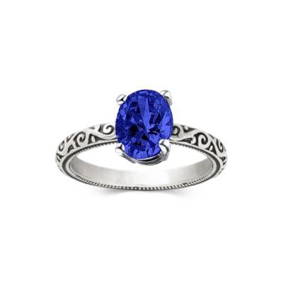 Althum Vintage 1CT Saphir Personalisierter Ring 925 Sterling Silber Oval Cut September Saphir Geburtsstein Ring Jahrestag Schmuck Geschenk für Frauen von Althum