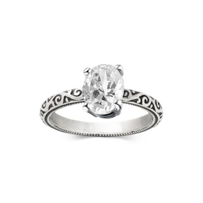 Althum Vintage 1CT Weißer Kristall Personalisierter Ring 925 Sterling Silber Oval Cut April Weißer Kristall Geburtsstein Ring Jahrestag Schmuck Geschenk für Frauen von Althum