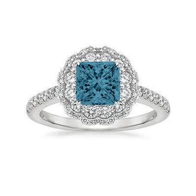 Althum1,5 Karat Prinzess-Blautopas mit Moissanit Personalisierter Ring aus 925er Sterlingsilber Dezember Blautopas-Geburtsstein Verlobungsringe Schmuck zum Jahrestag Geschenk für Frauen von Althum