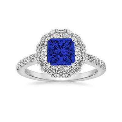 Althum1,5 Karat Prinzessschliff Blauer Saphir mit Moissanit Personalisierter Ring 925er Sterlingsilber September Saphir-Geburtsstein Verlobungsringe Schmuck zum Jahrestag Geschenk für Frauen Althum1,5 Karat Prinzessschliff Blauer Saphir mit Moissanit Personalisierter Ring 925er Sterlingsilber September Saphir-Geburtsstein Verlobungsringe Schmuck zum Jahrestag Geschenk für Frauen von Althum
