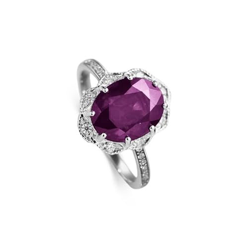 Althum1,5 Karat ovaler Amethyst-Ring mit Moissanit 925er Sterlingsilber Verlobungsringe mit Amethyst und Geburtssteinen für Februar Jahrestags Schmuck Geschenke für Fraue von Althum