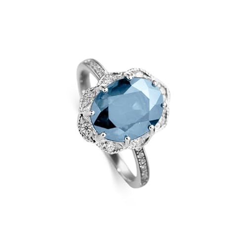 Althum1,5 Karat ovaler Aquamarin-Ring mit Moissanit 925er Sterlingsilber Verlobungsringe mit Geburtssteinen für März Jahrestags Schmuck Geschenke für Fraue von Althum