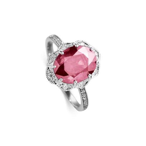 Althum1,5 Karat ovaler Rosa Turmalin-Ring mit Moissanit 925er Sterlingsilber Verlobungsringe mit Geburtsstein Oktober Jahrestags Schmuck Geschenke für Fraue von Althum