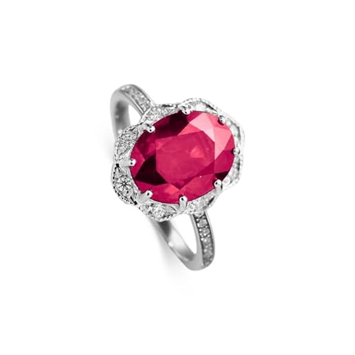 Althum1,5 Karat ovaler Rubin-Ring mit Moissanit 925er Sterlingsilber Verlobungsringe mit Geburtsstein Juli Jahrestags Schmuck Geschenke für Fraue von Althum