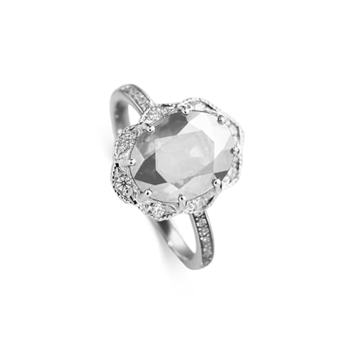 Althum1,5 Karat ovaler weißer Kristall-Ring mit Moissanit 925er Sterlingsilber Verlobungsringe mit Geburtssteinen für April Jahrestags Schmuck Geschenke für Fraue von Althum