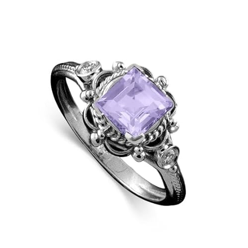 Althum1 Karat Quadratischer Alexandritring Personalisierbar 925er Sterlingsilber Juni-Geburtsstein Alexandritringe Schmuck zum Jahrestag für Frauen von Althum