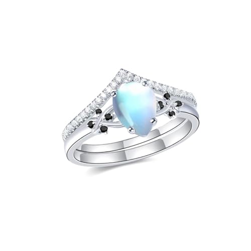 Birne Geschnitten Natürlichen Mondstein Verlobungsring Set 925 Sterling Silber Mondstein mit Moissanite Verlobungsring Set für Frauen Geschenke Birne Geschnitten Natürlichen Mondstein Verlobungsring Set 925 Sterling Silber Mondstein mit Moissanite Verlobungsring Set für Frauen Geschenke von Althum