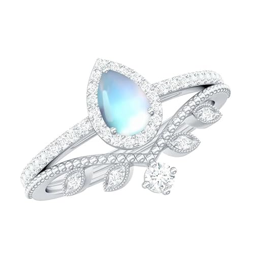 Birne Schliff Mondstein Verlobungsring Set 925 Sterling Silber Moissanit mit Mondstein Verlobungsring Set für Jahrestag Frauen Geschenke Birne Schliff Mondstein Verlobungsring Set 925 Sterling Silber Moissanit mit Mondstein Verlobungsring Set für Jahrestag Frauen Geschenke von Althum