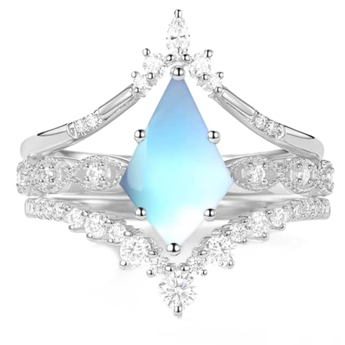 Drachenschliff Natürlicher Mondstein Verlobungsring Set 925 Sterling Silber Mondstein mit Moissanit Hochzeitsring Set für Verlobte Jahrestag Frauen Geschenke Drachenschliff Natürlicher Mondstein Verlobungsring Set 925 Sterling Silber Mondstein mit Moissanit Hochzeitsring Set für Verlobte Jahrestag Frauen Geschenke von Althum