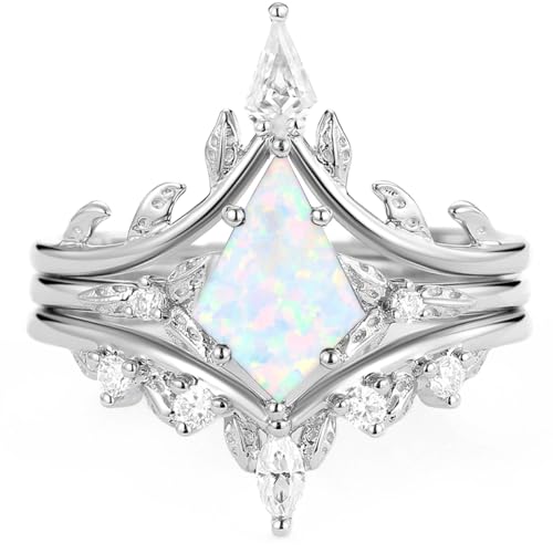 Drachenschliff Weißer Opal mit Moissanite Verlobungsring Set 925 Sterling Silber Weißer Opal Edelstein Braut Verlobungsring Set für Hochzeit Frauen Geschenke Drachenschliff Weißer Opal mit Moissanite Verlobungsring Set 925 Sterling Silber Weißer Opal Edelstein Braut Verlobungsring Set für Hochzeit Frauen Geschenke von Althum
