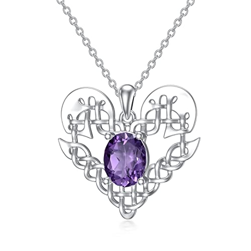 Keltischer Knoten Kette Damen 925 Sterling Silber Amethyst Anhänger Halskette Damen Mädchen von Althum