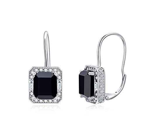 Ohrringe Onyx Schwarz 925 Sterling Silber Klassische Brisur Ohrringe 9 * 8 mm Stein Achat Ohrringe für Frauen von Althum