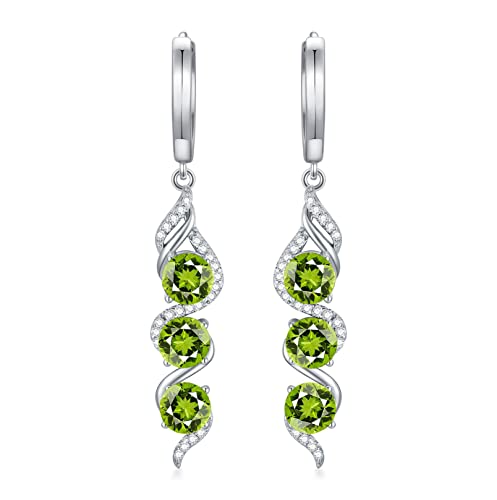 Peridot Ohrringe für Damen 925 Sterling Silber mit 5mm Echtem Peridot Tropfen Ohrringe von Althum