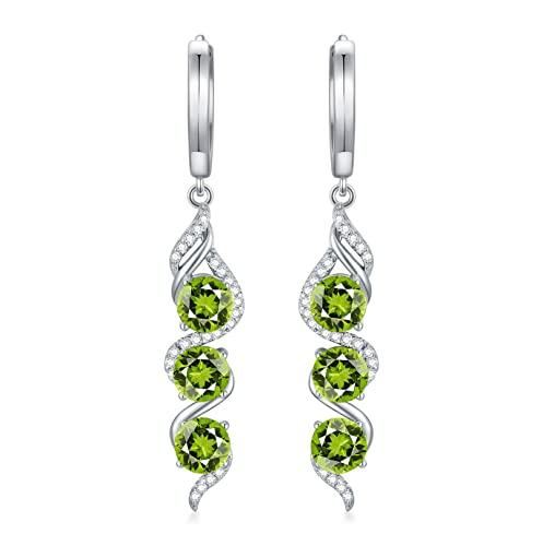 Peridot Ohrringe für Damen 925 Sterling Silber mit 5mm Echtem Peridot Tropfen Ohrringe von Althum