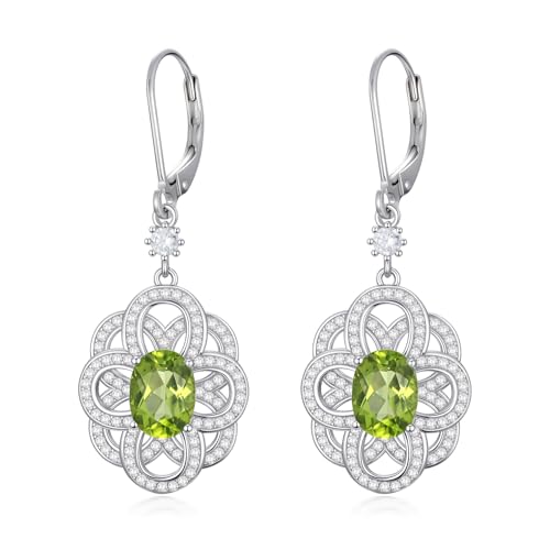Peridot Ohrringe für Damen 925er Sterlingsilber 6 mm x 8 mm Ovalschliff Geburtsstein August Tropfen Ohrringe von Althum