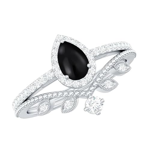 Schwarzer Onyx im Birnenschliff Verlobungsring Set 925 Sterling Silber Moissanit mit schwarzem Onyx Verlobungsring Set für Verlobte Jahrestag Frauen Geschenke Schwarzer Onyx im Birnenschliff Verlobungsring Set 925 Sterling Silber Moissanit mit schwarzem Onyx Verlobungsring Set für Verlobte Jahrestag Frauen Geschenke von Althum