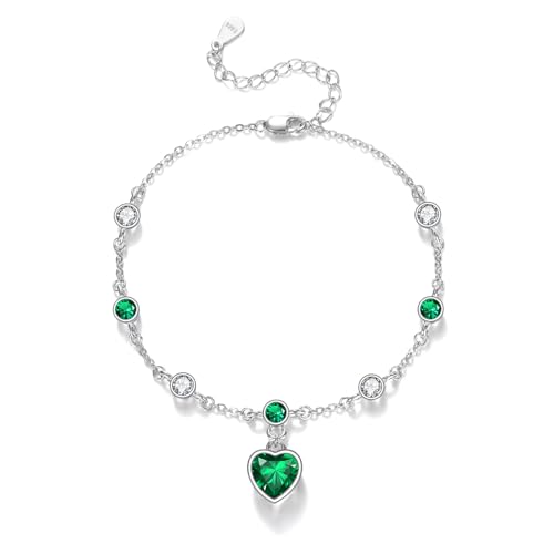 Smaragd Armband für Damen 925er Sterlingsilber Herz Mai Geburtsstein Armband als Geschenk von Althum