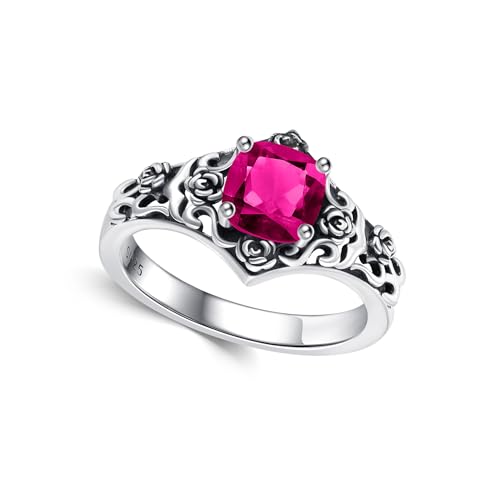 Vintage 1 Karat Cushion Cut Ruby Statement Ring 925 Sterling Silber Juli Geburtsstein Jahrestag Ring für Frauen Geschenke Vintage 1 Karat Cushion Cut Ruby Statement Ring 925 Sterling Silber Juli Geburtsstein Jahrestag Ring für Frauen Geschenke von Althum