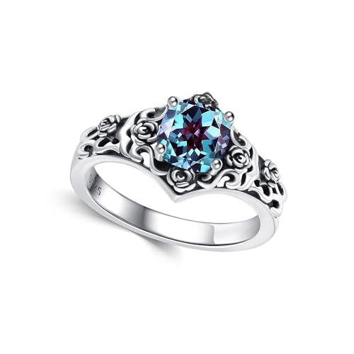 Vintage 1 Karat Cushion Cut lila Alexandrit Statement Ring 925 Sterling Silber lila Juni Geburtstein Jahrestag Ring für Frauen Geschenke Vintage 1 Karat Cushion Cut lila Alexandrit Statement Ring 925 Sterling Silber lila Juni Geburtstein Jahrestag Ring für Frauen Geschenke von Althum