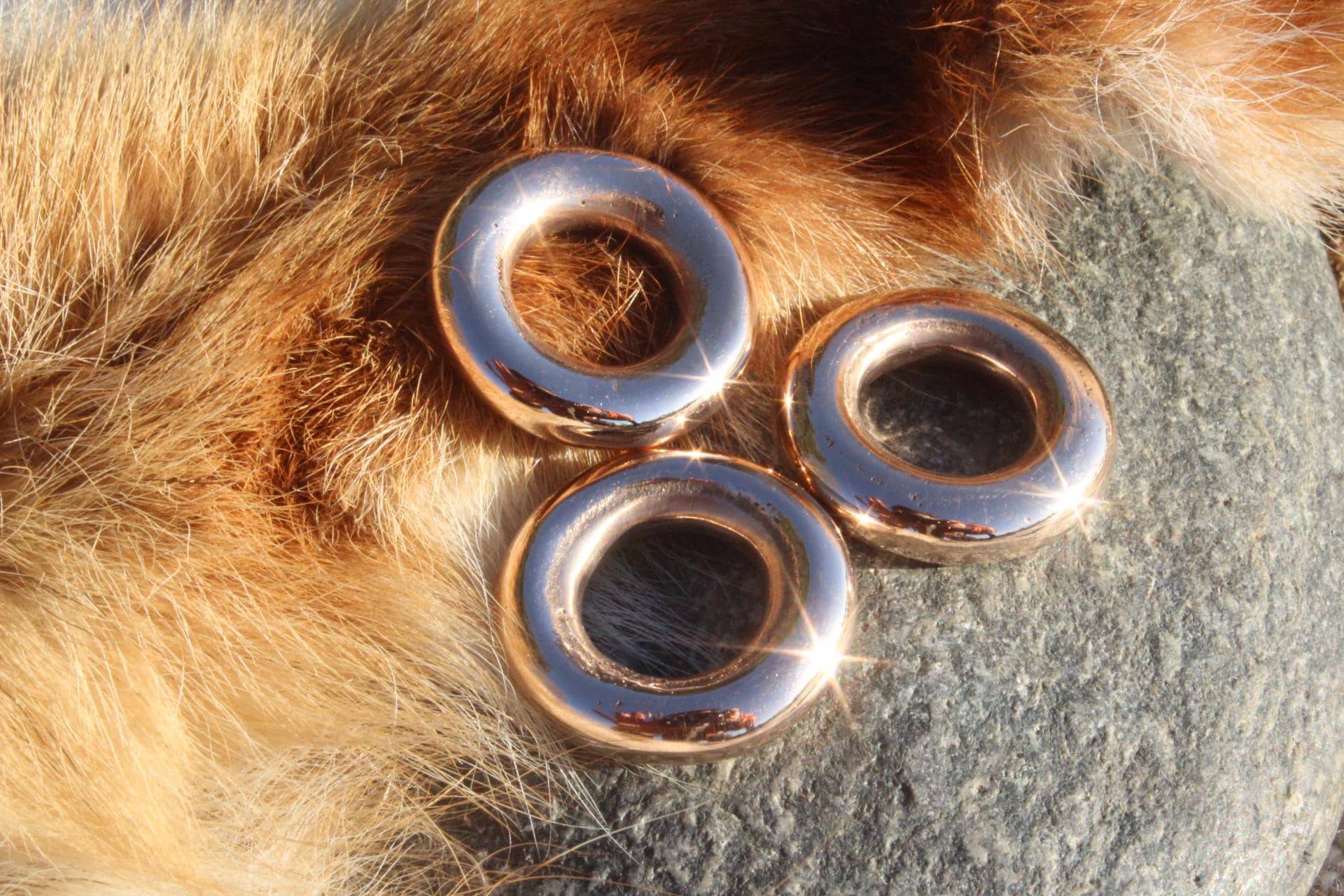 Bronzeringe 3 Stück Bronze 92/8 Gegossen Ringe 30/16 Schwere Bronzeperlen A von Altmarkbronze