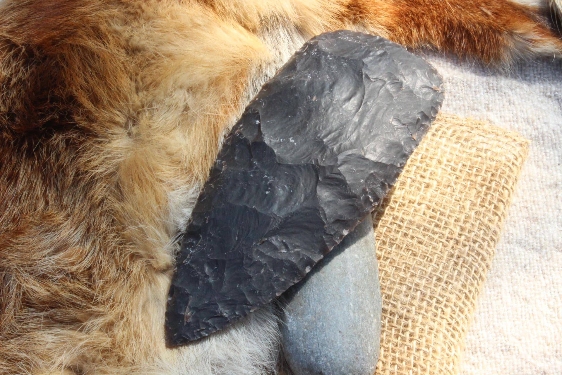 Feuersteinspeer Feuerstein Große Speerspitze Flintdolch Neolithikum Dolchklinge Steinzeit D67 von Altmarkbronze