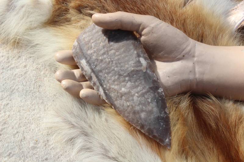 Feuersteinspeer Feuerstein Große Speerspitze Flintdolch Neolithikum Dolchklinge Steinzeit D68 von Altmarkbronze