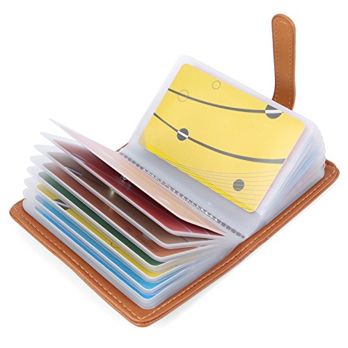 10 Farben Kreditkartenetui Damen Herren Kartenetui Leder - 26 Karten (Braun#2) von AltomStar