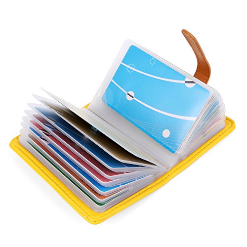 10 Farben Kreditkartenetui Damen Herren Kartenetui Leder - 26 Karten (Gelb) von AltomStar