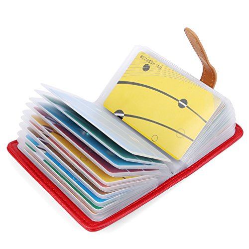 10 Farben Kreditkartenetui Damen Herren Kartenetui Leder - 26 Karten (Rot#2) von AltomStar