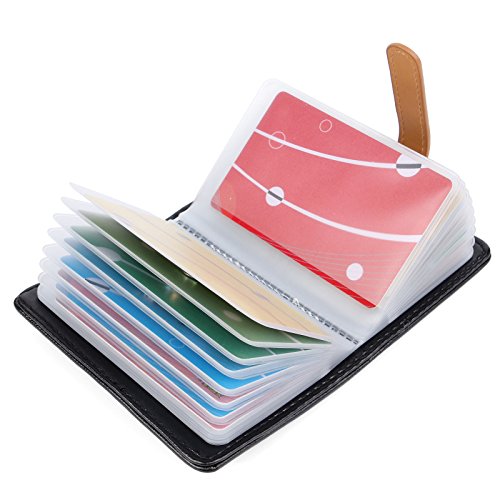 10 Farben Kreditkartenetui Damen Herren Kartenetui Leder - 26 Karten (Schwarz#2) von AltomStar