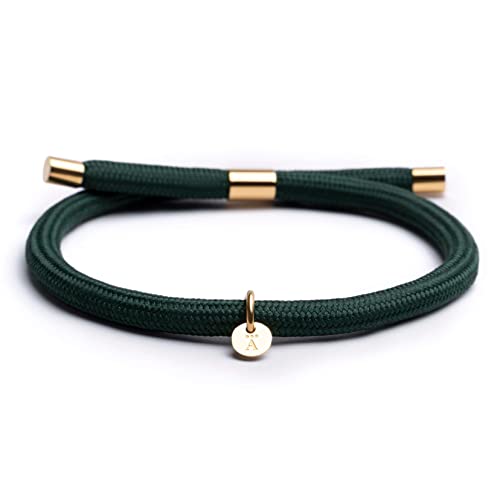 Alton of Sweden | Premium Armband für Herren & Damen aus Nylon | Geflochtenes Segeltau Surferarmband | Handgemacht Paracord Armband (Grün - 18K Vergoldeter) von Alton of Sweden