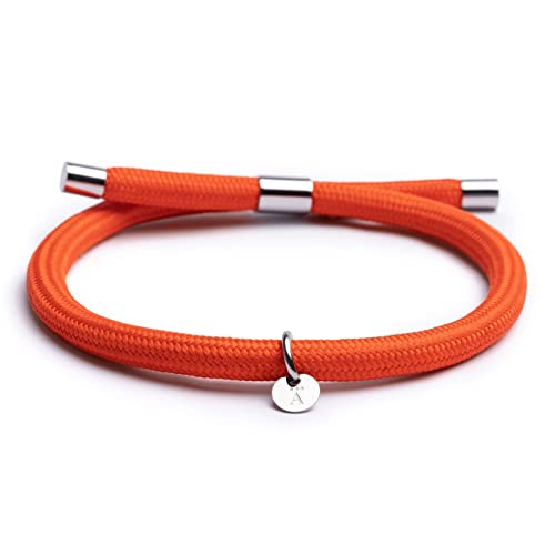 Alton of Sweden | Handgefertigt in Italien | Premium Paracord Armband für Männer & Frauen aus Nylon | Wasserdichtes nautisches Seil | Exklusive Schmuck-Geschenkbox (Orange - Silber Polierter) von Alton of Sweden