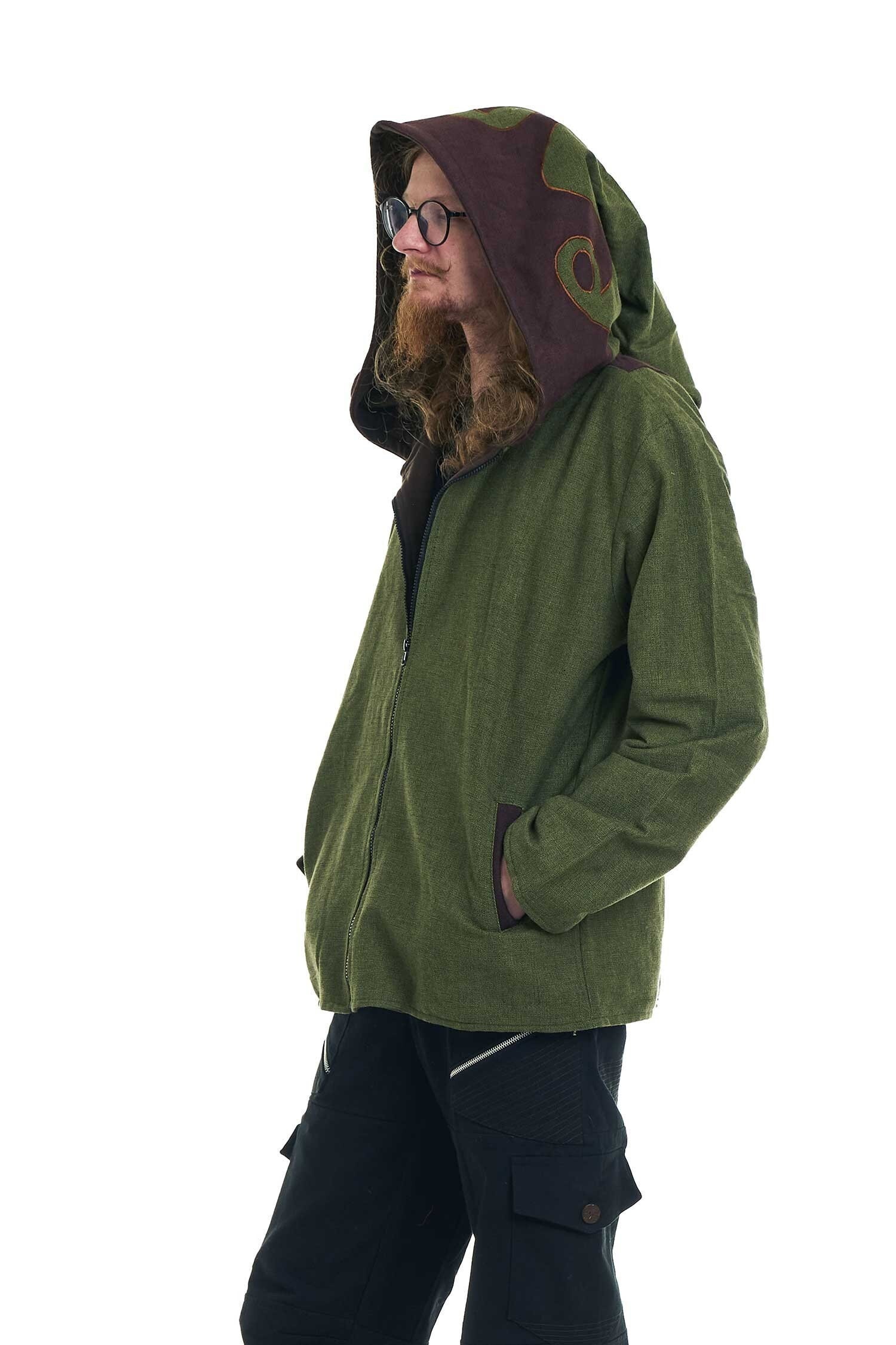 Herren Magier Hood Cosplay Jacke in Grün von AltshopUK