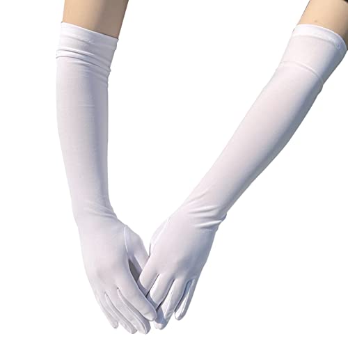 Altsuceser Cosplay Handschuhe Lange Enge Spandex Stretch Handschuhe Elastisch Lange Ellenbogen Handschuh für Cosplay Abend Party Tanz Weiß von Altsuceser