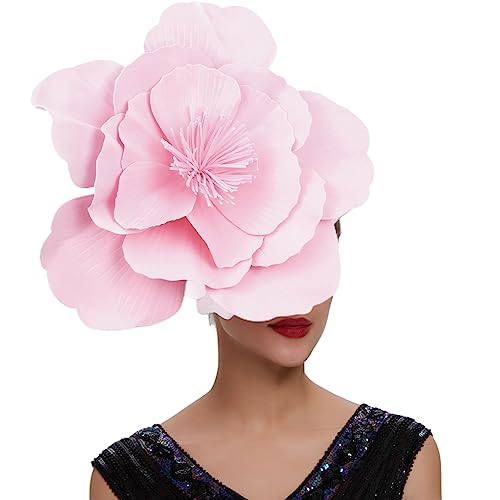 Altsuceser Große Blumen-Fascinatoren für Damen, Teeparty, ausgefallene Blumenhüte, Kopfbedeckungen, Braut-Make-up, Abschlussball, Fotografie, Kopfbedeckung für Frauen und Mädchen, Rosa von Altsuceser