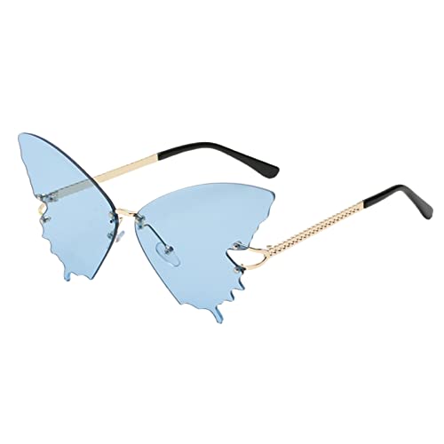 Altsuceser Schmetterling Randlose Sonnenbrille für Frauen, Vintage Schmetterling Brille Brillen, Ultraleicht Klare Linse UV Schutz Schmetterling Form Brillen Blau von Altsuceser