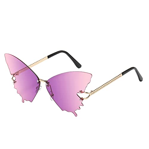 Altsuceser Schmetterling Randlose Sonnenbrille für Frauen, Vintage Schmetterling Brille Brillen, Ultraleicht Klare Linse UV Schutz Schmetterling Form Brillen Lila von Altsuceser