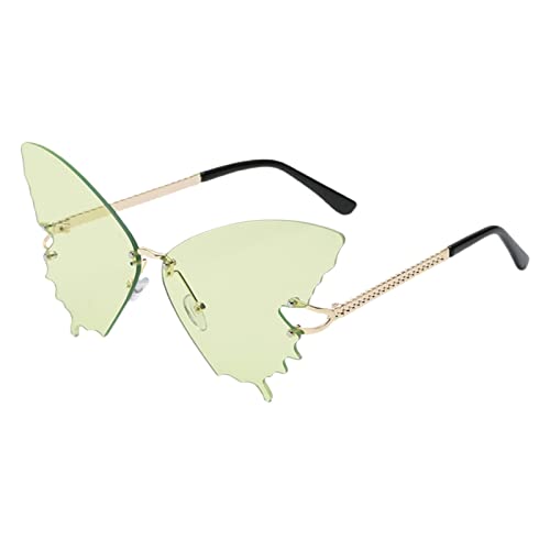 Altsuceser Schmetterling Randlose Sonnenbrille für Frauen, Vintage Schmetterling Brille Brillen, Ultraleicht Klare Linse UV-Schutz Schmetterlingsform Brille Grün von Altsuceser