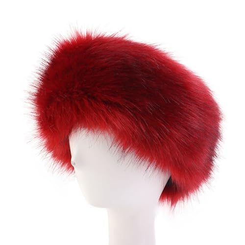 Altsuceser Weiches Kunstfell-Stirnband, flauschiges Winter-Stirnband, Ohrenwärmer, flauschiger Ohrenwärmer, kaltes Wetter, Ohrenschützer, Headwrap Weinrot von Altsuceser